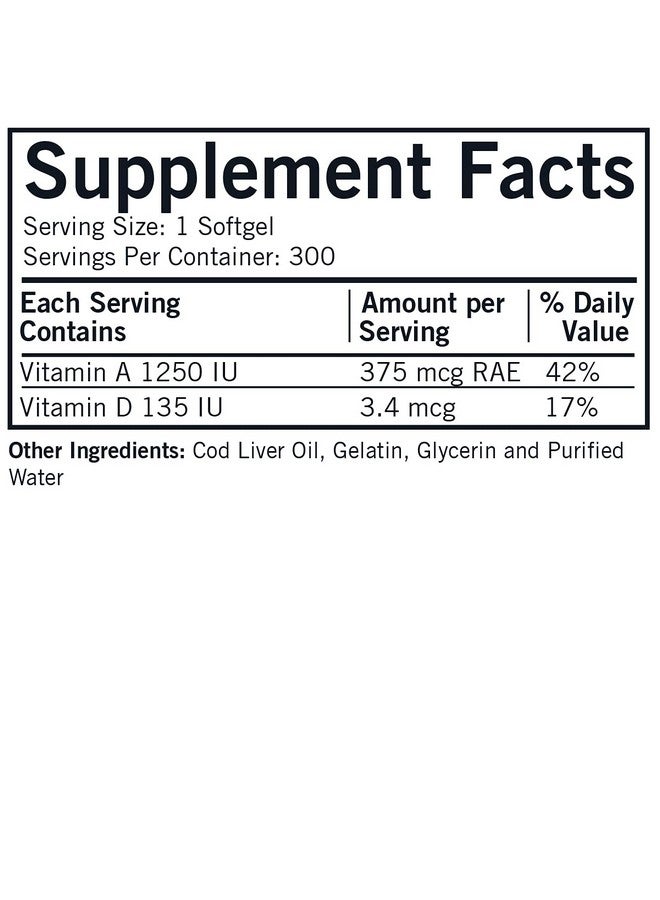 Kirkman Cod Liver Oil With Vitamin A & D 300 Softgels Essential Fatty Acids Supports Foundational Health Hypoallergenic - Image 3
