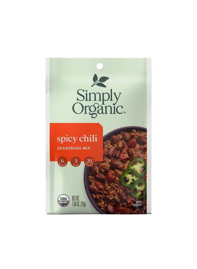 Simply Organic Spicy Chili Seasoning Mix, 1 Ounce Packet, Earthy Spice, Kosher, No Artificial Ingredients (Pack of 12) - Image 1