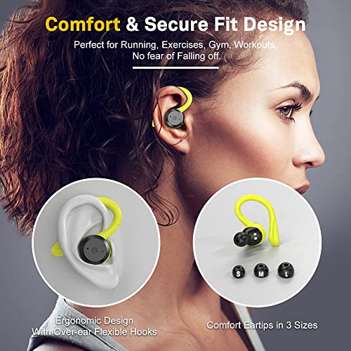 APEKX Bluetooth Headphones True Wireless Earbuds with Charging Case IPX7 Waterproof Stereo Sound Earphones Built-in Mic in-Ear Headsets Deep Bass for Sport Running Green - Image 3