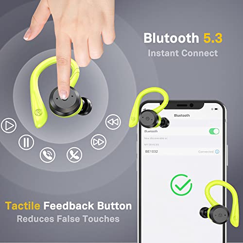 APEKX Bluetooth Headphones True Wireless Earbuds with Charging Case IPX7 Waterproof Stereo Sound Earphones Built-in Mic in-Ear Headsets Deep Bass for Sport Running Green - Image 5