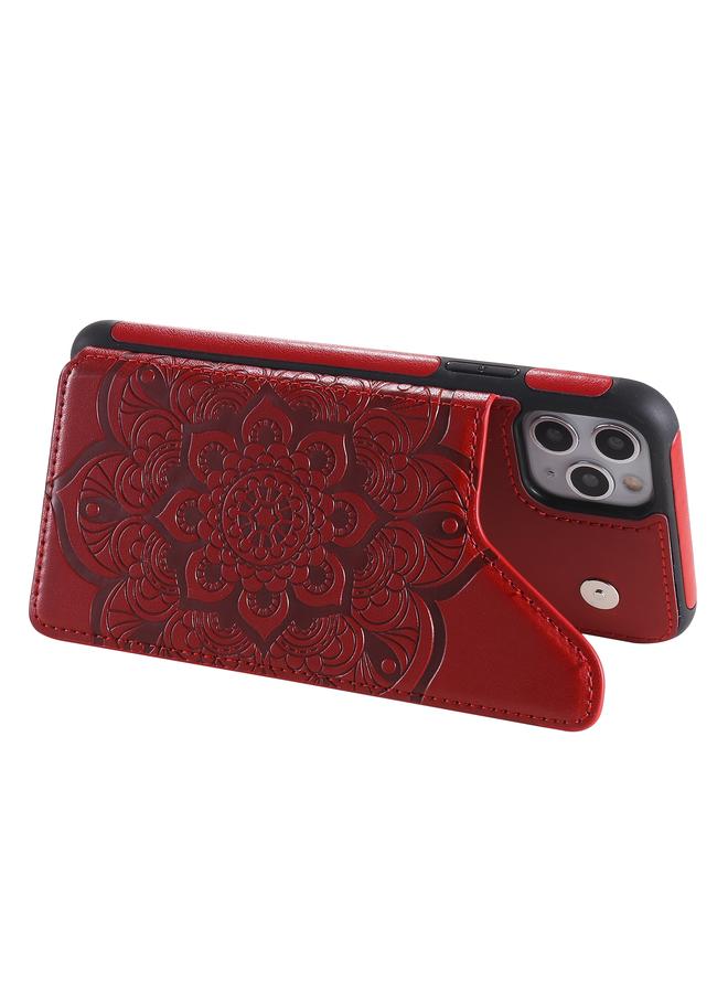 زبون جراب لهاتف iPhone 11 Pro Max بنقشة زهور، جراب واقٍ مقاوم للصدمات مع حامل وفتحات للبطاقات وإطار للصور - Image 5