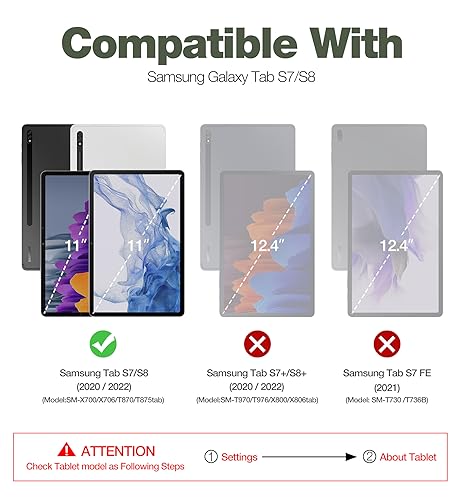 Dexnor Case for Galaxy Tab S8S7 11 Inch Builtin Screen Protector Kickstand S Pen Holder Heavy Duty Shockproof Full Body Protective Cover Blue - Image 3