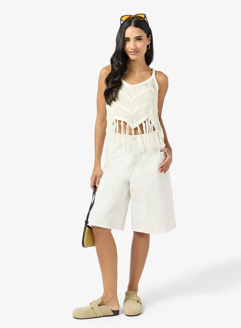 جينجر بلوزة محبوكة بتفاصيل شراشيب - Image 4