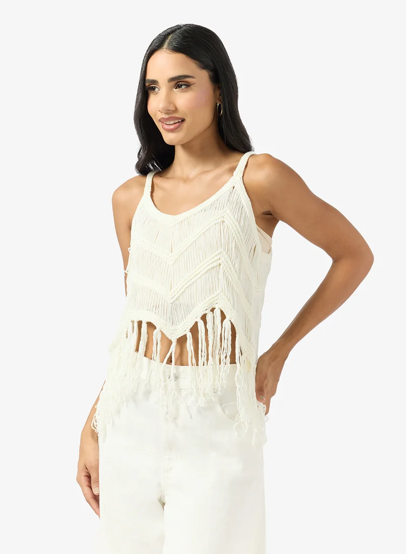 Ginger Knitted Fringe Detail Top