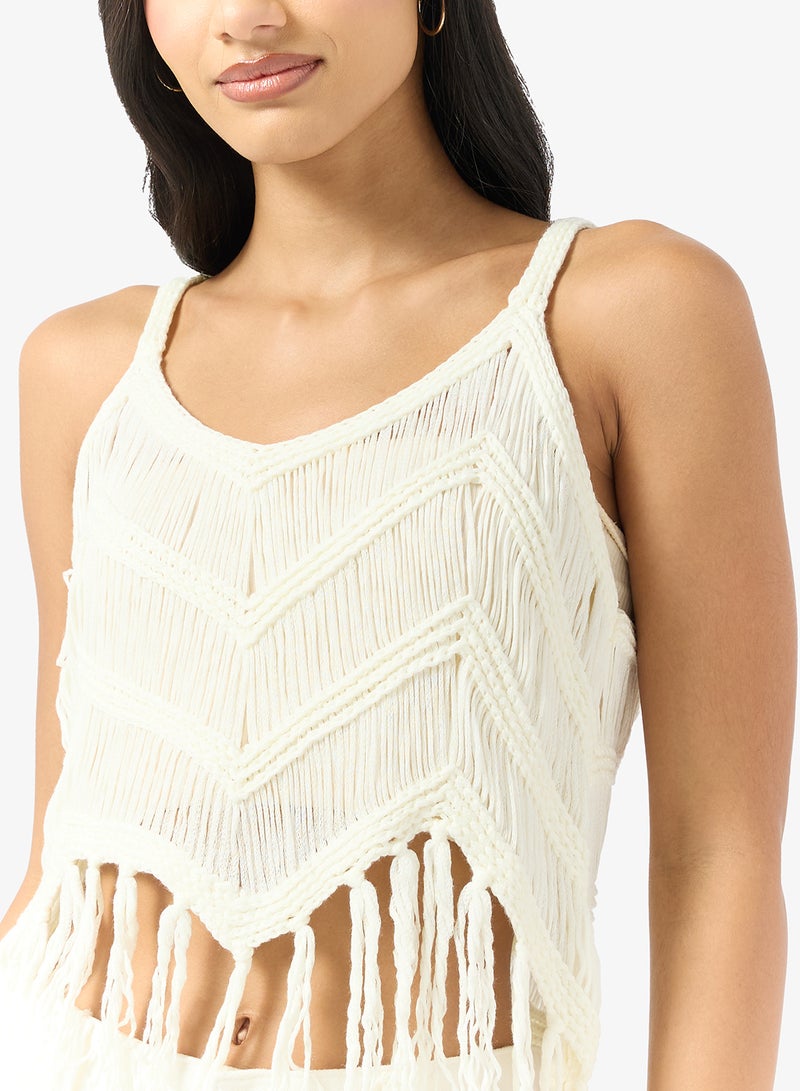 جينجر بلوزة محبوكة بتفاصيل شراشيب - Image 3