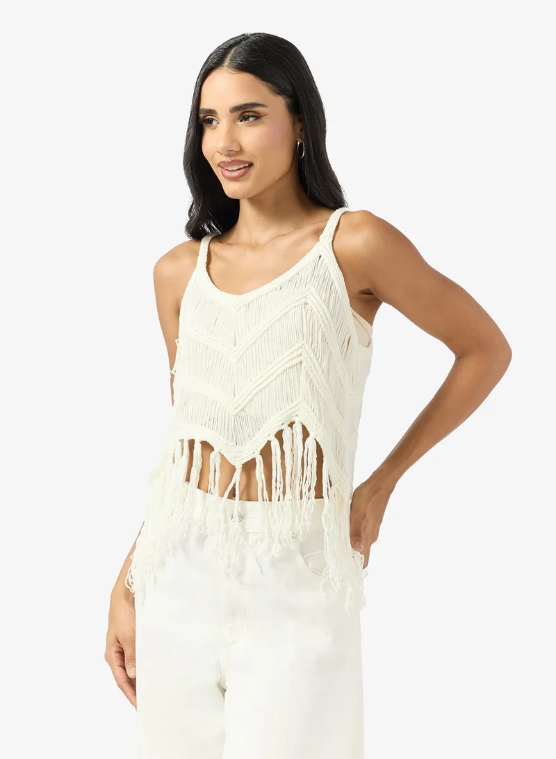 Ginger Knitted Fringe Detail Top