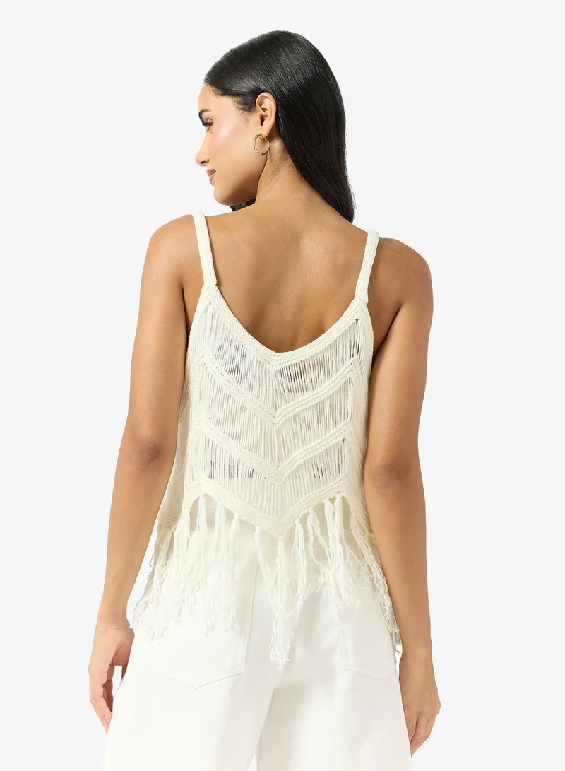 Ginger Knitted Fringe Detail Top