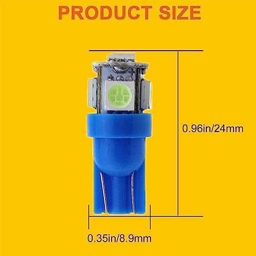 GLOFE T10 194 168 Dash Instrument Ice Blue LED Light Bulbs Bright Panel Gauge Cluster Dashboard LED Light Bulbs 10Pcs/Set (Ice Blue) - Image 4