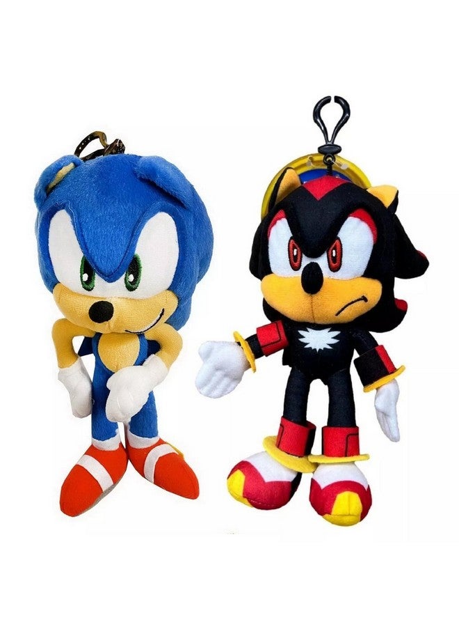 Sonic The Hedgehog Sonic The Hedgehog Shadow and Sonic 8" Plush Clip with Small Zipper Pouch - 2 pcs ( 1 of Each )  - Image 1