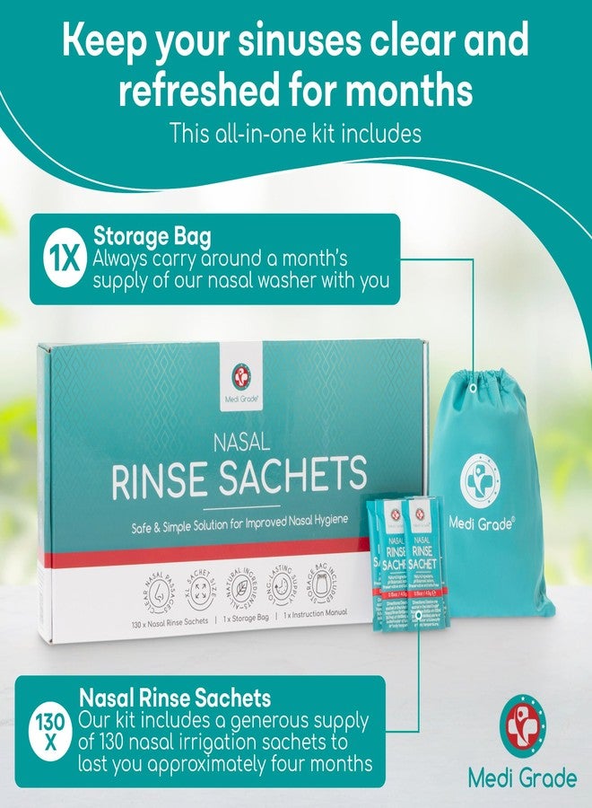 Medi Grade Sinus Rinse Packets – Nasal Rinse Essentials Kit of 130 x Salt Packets and Convenient Storage Bag - Enjoy Effortless Nasal Irrigation at Home or On the Go with Our Neti Pot Salt Packets - Image 3