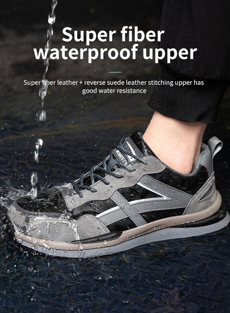 Men Steel Toe Sneakers Safety Shoes Low top Work Shoe with Air Cushion Breathable Puncture Proof (40 EUR) - Image 4