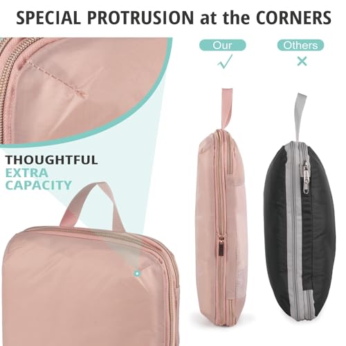 Bunnychill 8 Set Compression Packing Cubes for Travel, Bunnychill Portable Zipper Packing Cube for Cloting, Expandable Space Saver Storage Luggage Organizer Bags for Suitcases(Pink) - Image 5
