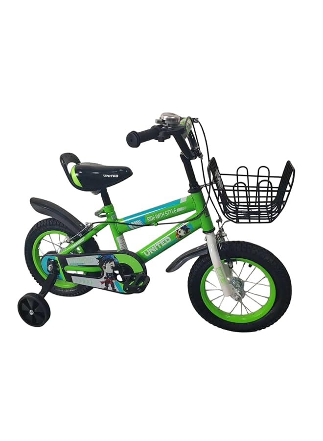 يونايتد دراجة مع سلة للأطفال مقاس 18 بوصة، لون أخضر - Image 1