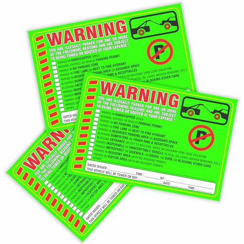 PARTH IMPEX Parking Violation Stickers Notice (Pack of 50) Tow Warning You are Illegally Parked Multi Reasons - Large Size 6" X 9" – Green - Image 5