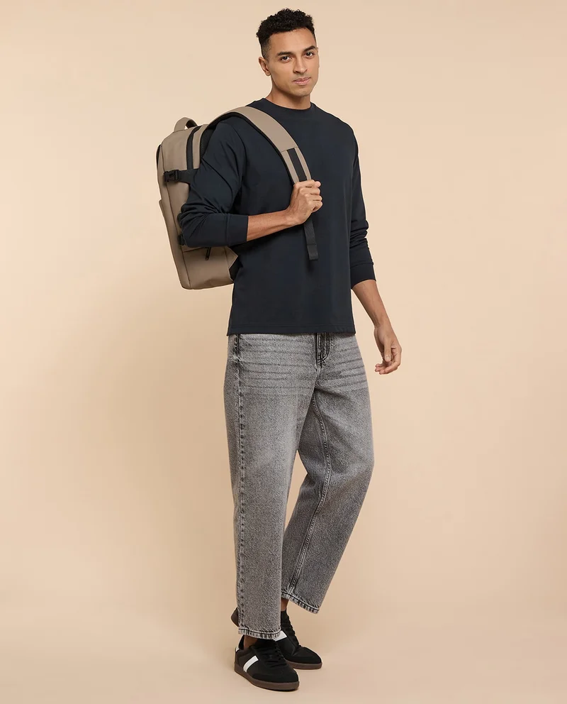 R&B Faded Loose Fit Jeans with Button Closure