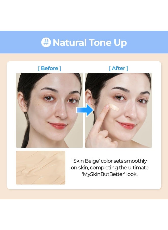 numbuzin No.3 Porcelain Base-Skip Tone Up Beige 50Ml | 3-In-1, Tinted Moisturizer, Evens Out Skin Tone, Tone Up Cream, Light To Medium Coverage, Natural Finish For Normal Skin - Image 4