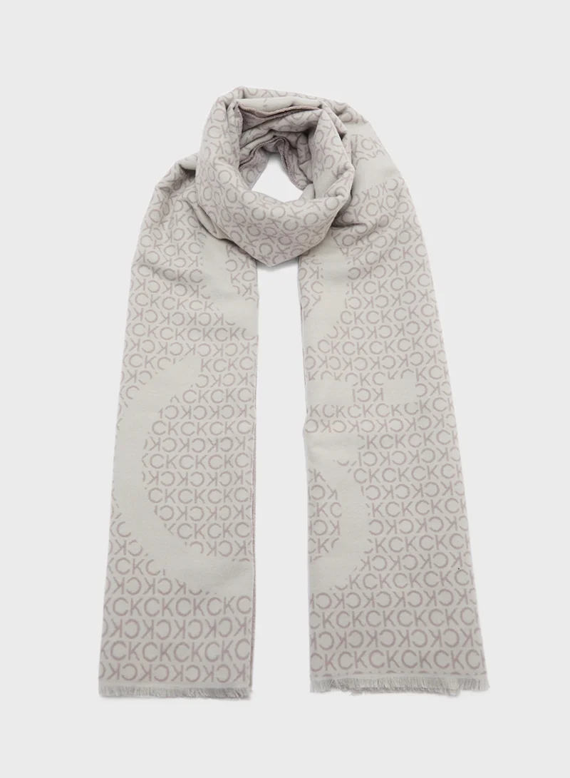 CALVIN KLEIN Fringes Two-Tone Scarf