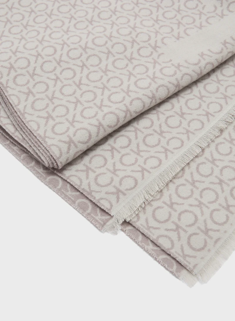 CALVIN KLEIN Fringes Two-Tone Scarf
