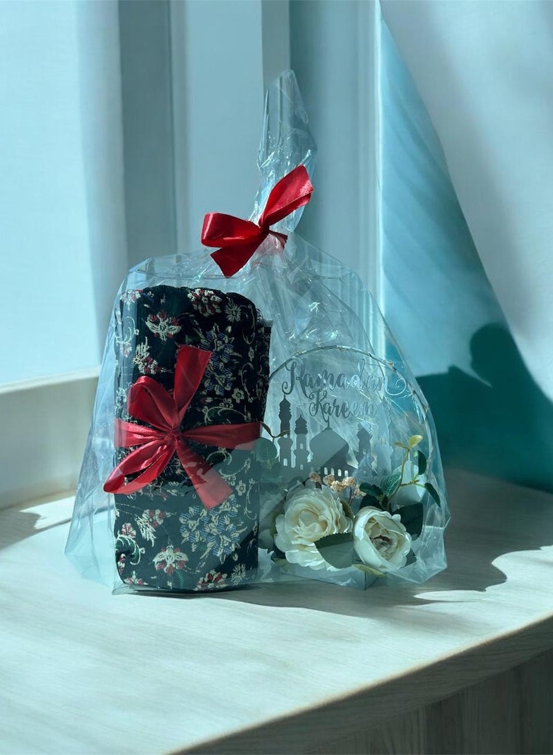 Sajadati Premium Ramadan Gift Set – Luxury Black Turkish Prayer Mat (120x60 cm) & Elegant Ramadan Rose Light Décor – Islamic Gift for Ramadan, Eid, Muslim Prayer Rug, Home & Spiritual Decorations - Image 2