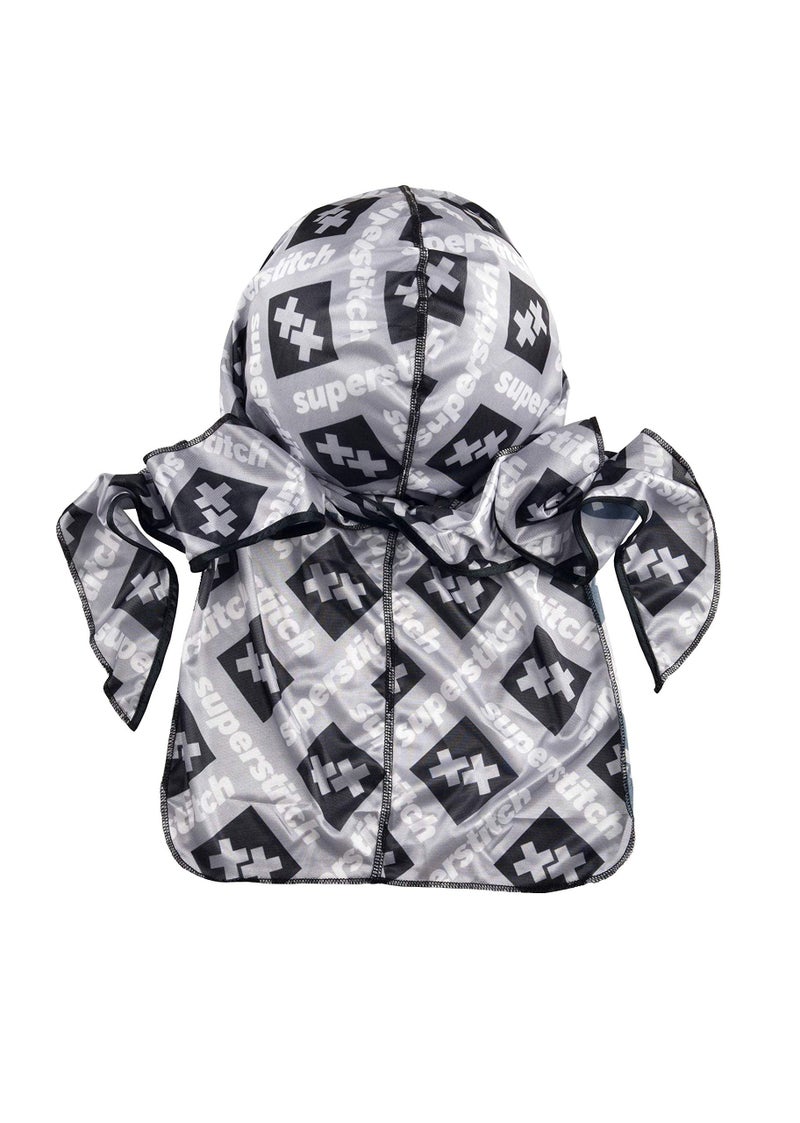 Superstitch Supersilky Ultra Silky Durag x Wavebuilder | 30+ Styles Premium Designer Durags for Men | 360 Waves | Black, White and Gray (Gray Boxx) - Image 2