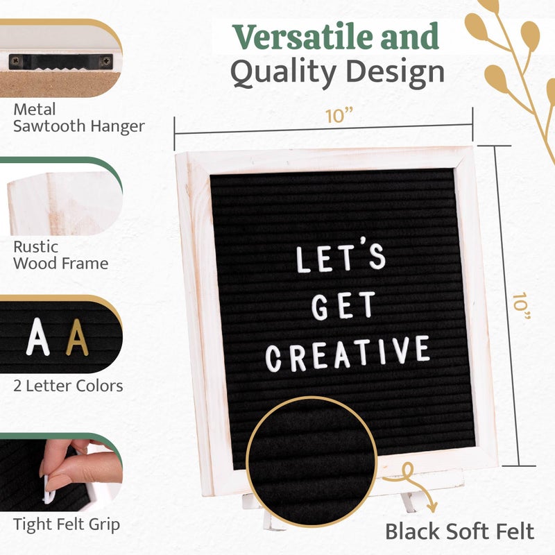 Destop Felt Letter Board with Stand,10x10 inch Changeable Letterboard and Message Board,Letter Board Sign Include 792PCS Precut Letters - Image 2