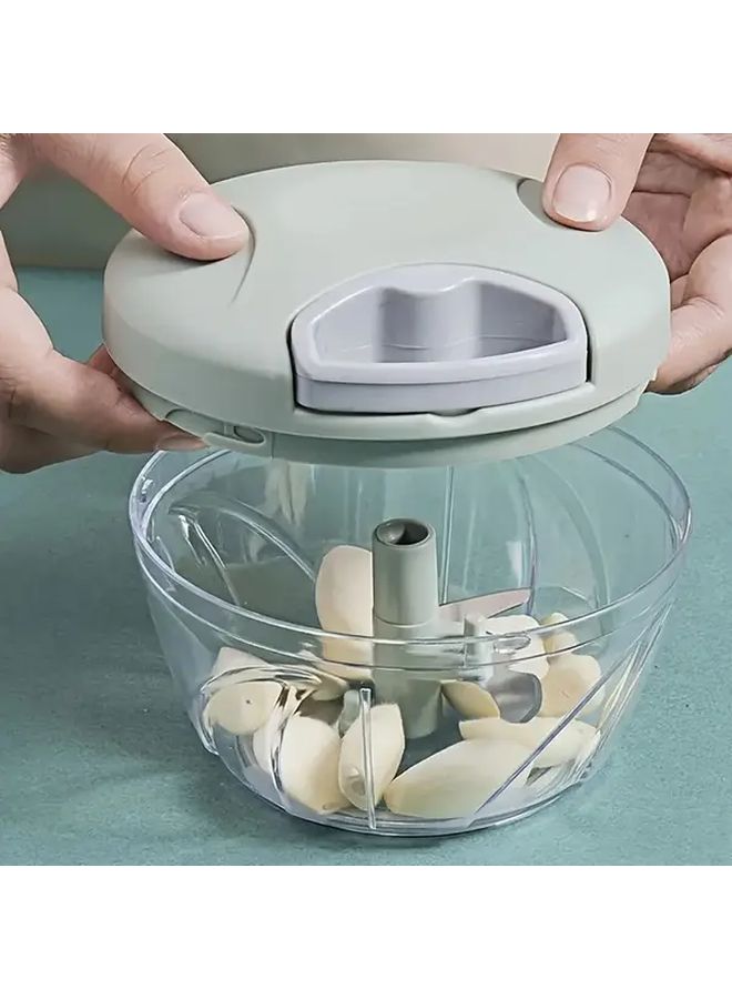 Green 900ml Manual Meat Grinder Garlic Chopper Vegetable Cutter Easy Clean ABS - Image 1