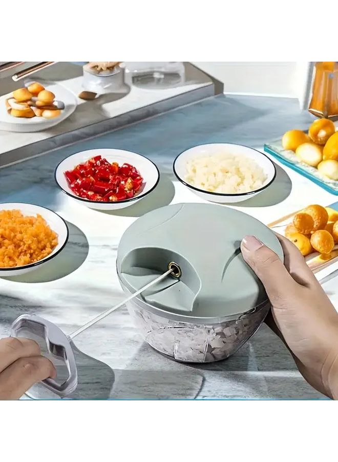 Green 900ml Manual Meat Grinder Garlic Chopper Vegetable Cutter Easy Clean ABS - Image 2