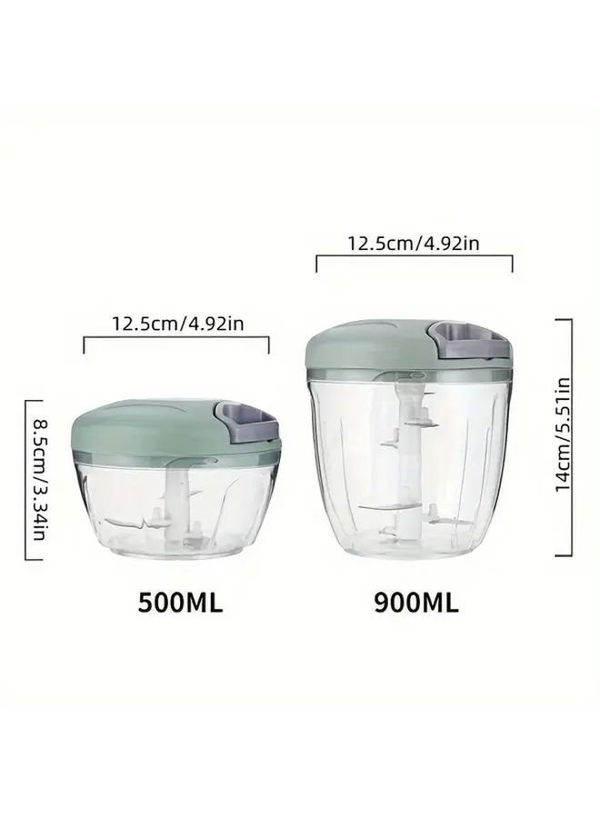 Green 900ml Manual Meat Grinder Garlic Chopper Vegetable Cutter Easy Clean ABS - Image 5