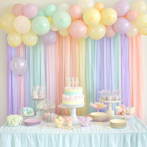 Captain Decor 6 Pastel Streamers, 492 ft Pack of Pastel Birthday Decorations, Rainbow Party Decorations, Backdrop Party Supplies for Wedding Decor (1.8 inch x 82 ft/Roll) - Image 2