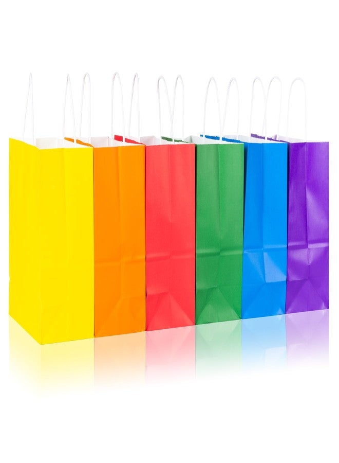PakTalk [24 Pack Gift Bags Medium Size 8x4.25x10.5 inches Paper Party Favor Bags 6 Colors Red Orange Yellow Green Blue Purple Goodie Bags for Birthday, Wedding, Baby Shower, Party Supplies - Image 1