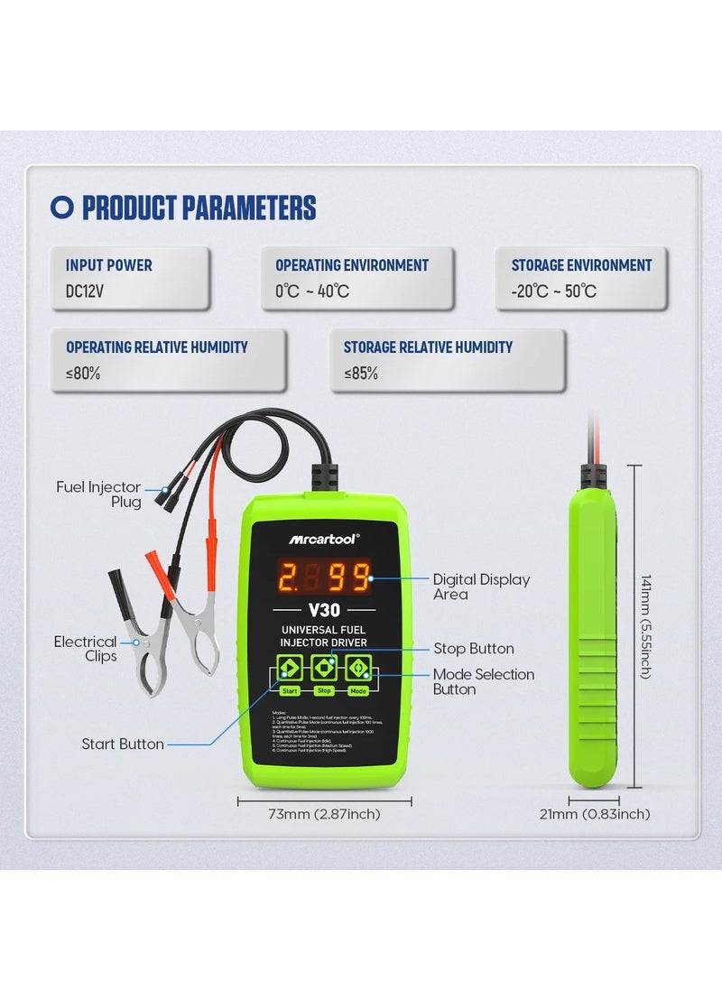 MRCARTOOL MRCARTOOL V30 Car Fuel Injector Tester Cleaner 6 Pulse Modes DIY Cleaning Tool Kit 12V Fuel Injector Flush Cleaner Adapter  - Image 2