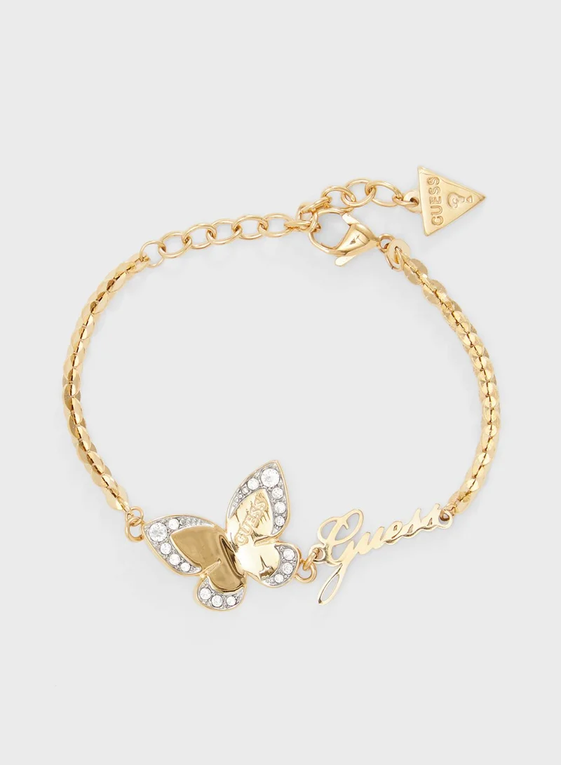 GUESS Butterfly Station Charm Bracelet