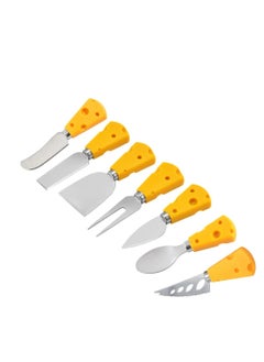 SYOSI Cheese Knife Gift Set 7 Pcs Stainless Steel Pizza Cutter Cheese Slicer with PP Handle Perfect for Halloween Party. (Yellow)  - Image 1