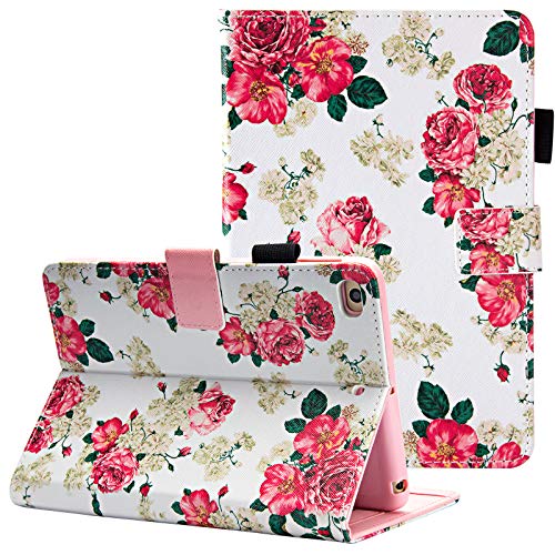 Dteck Case for iPad mini 5/4/3/2/1, Lightweight PU Leather Folio Wallet Smart Case with [Auto Wake Sleep/Adjustable Viewing Stand Angle] Magnetic Protective Cover for iPad mini 7.9", Rose Floral - Image 1