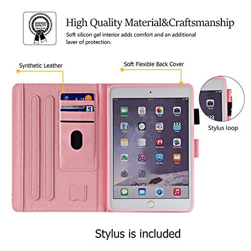 Dteck Case for iPad mini 5/4/3/2/1, Lightweight PU Leather Folio Wallet Smart Case with [Auto Wake Sleep/Adjustable Viewing Stand Angle] Magnetic Protective Cover for iPad mini 7.9", Rose Floral - Image 3