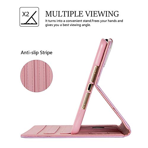 Dteck Case for iPad mini 5/4/3/2/1, Lightweight PU Leather Folio Wallet Smart Case with [Auto Wake Sleep/Adjustable Viewing Stand Angle] Magnetic Protective Cover for iPad mini 7.9", Rose Floral - Image 5