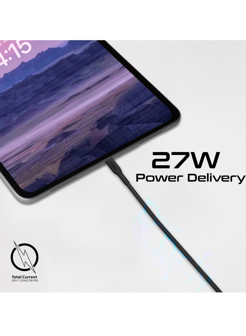 بروميت مجموعة من 3 كابلات USB-C إلى Lightning، كابلات مزامنة وشحن Lightning ثلاثية فائقة السرعة مع PD بقوة 27 وات، وأطوال سلك متعددة (0.3 متر، 1.2 متر، 2 متر) واختبار انحناء 25000+ وأسلاك خالية من التشابك، CableKit-Ci - Image 2