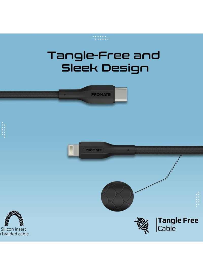 بروميت مجموعة من 3 كابلات USB-C إلى Lightning، كابلات مزامنة وشحن Lightning ثلاثية فائقة السرعة مع PD بقوة 27 وات، وأطوال سلك متعددة (0.3 متر، 1.2 متر، 2 متر) واختبار انحناء 25000+ وأسلاك خالية من التشابك، CableKit-Ci - Image 5