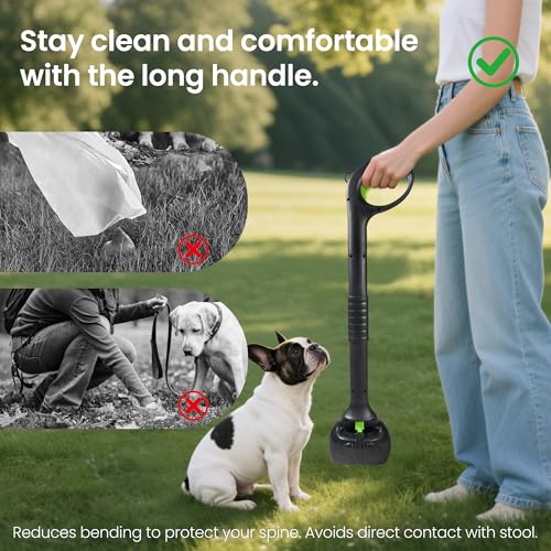 NYEONHRT 28 Inch Handle Dog Pooper Scooper Portable with Bag Attachment, One Handed Foldable Design, Includes 120 Waste Bags and Dispenser for Grass Yard Gravel Cleanup - Image 5