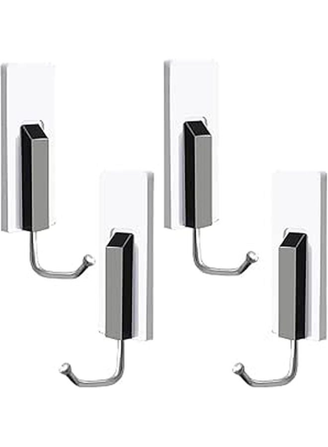 4 Pack Punch Free Wall Hooks Heavy Duty Adhesive for Towels Clothes Kitchen Bathroom - Image 1