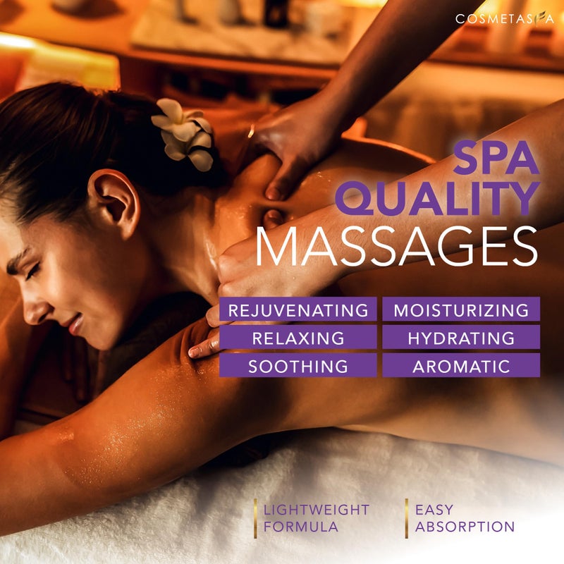 Cosmetasa Lavender Massage Oil for Massage Therapy - All Natural, Cruelty-Free & Spa Quality Skin Therapy Oil, Calming & Soothing Care - Lavender, Geranium & Grapeseed Oil (8.8 oz) - Image 3