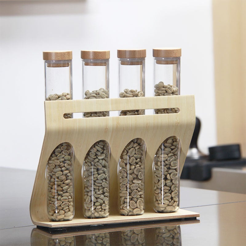 4pcs Coffee Beans Tea Display Rack Test Tube Clear Glass Bottle Tube Beans Sealed Storage Container with 1pc Test Tube Rack - Image 4