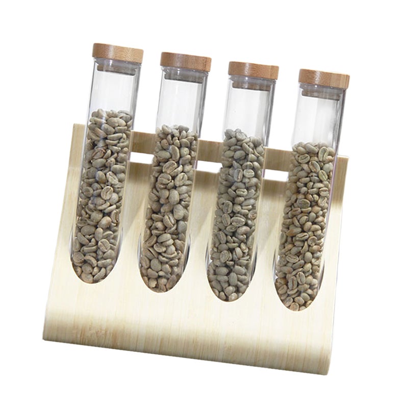 4pcs Coffee Beans Tea Display Rack Test Tube Clear Glass Bottle Tube Beans Sealed Storage Container with 1pc Test Tube Rack - Image 5