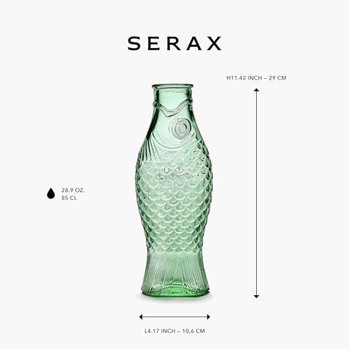 Serax Glass Water Pitcher | Fish & Fish glassware by Paola Navone | Wine Carafe Decanter 28.74 fl oz | Clear Green Bottle Container for hot & cold Drinks | Fridge Beverage Dispenser, Suitable as Vase - Image 2