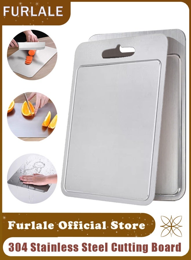 Furlale 304 Stainless Steel Cutting Board Double-Sided – Food-Grade Kitchen Chopping Board for Meat, Vegetables & Fruit, Hygienic Non-Porous Easy Clean Durable Cutting Board - Image 1
