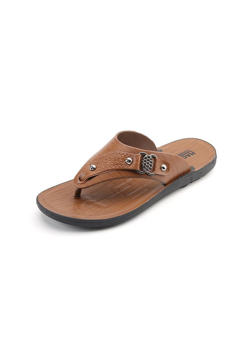 Loquat - Men Leather Flip-flops Brown - Image 1