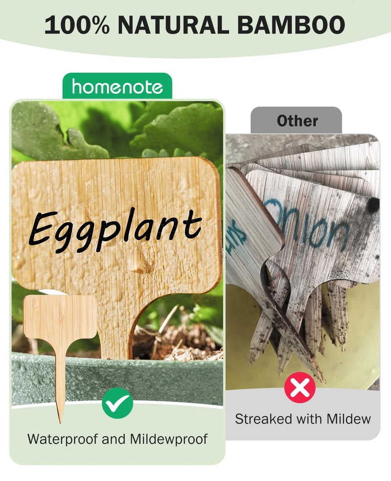 Homenote Bamboo Plant Labels 60Pcs Plant Tags for Seedling T-Type Tags for Plants Outdoor Garden Markers Vegetable Seedling(2.36 * 4“) - Image 3