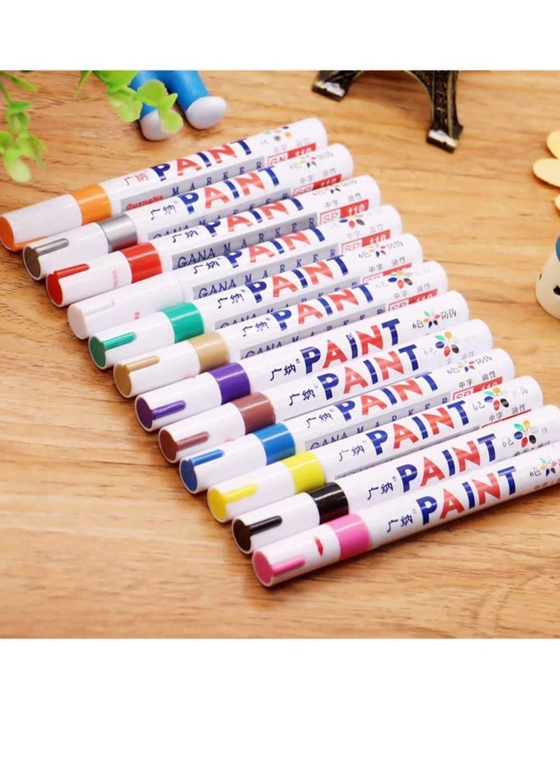 Y&D Acrylic Paint Mark Art Markers Pens Watercolor Brush with Fibre Tips for Painting Washable Makers DIY Card Making Photo Album Coloring Books Craft Doodling 12 Colors  - Image 1