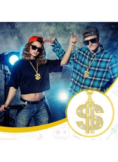 Tatuo 2 Pieces Plated Chain For Men With Dollar Sign Pendant Necklace, Hip Hop Dollar Necklace (Gold,Trendy Style)  - Image 4