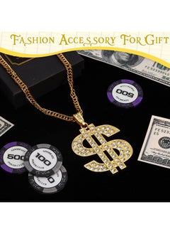 Tatuo 2 Pieces Plated Chain For Men With Dollar Sign Pendant Necklace, Hip Hop Dollar Necklace (Gold,Trendy Style)  - Image 5